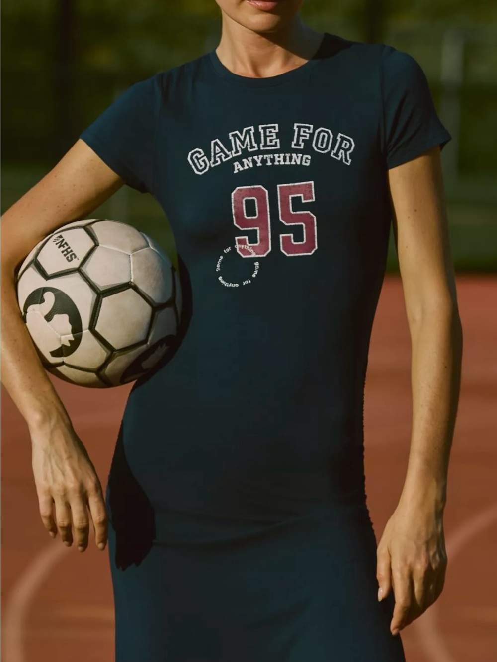 Athletic Graphic Tee Dress in Navy Blue with '95' Print